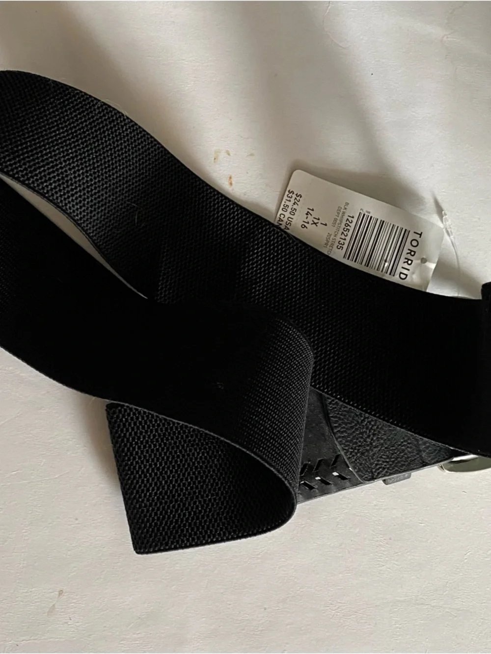 NWT Torrid 1X Belt Black Stretch 14 16 Silver Hardware 2.5 Inches Wide - Picture 4 of 4